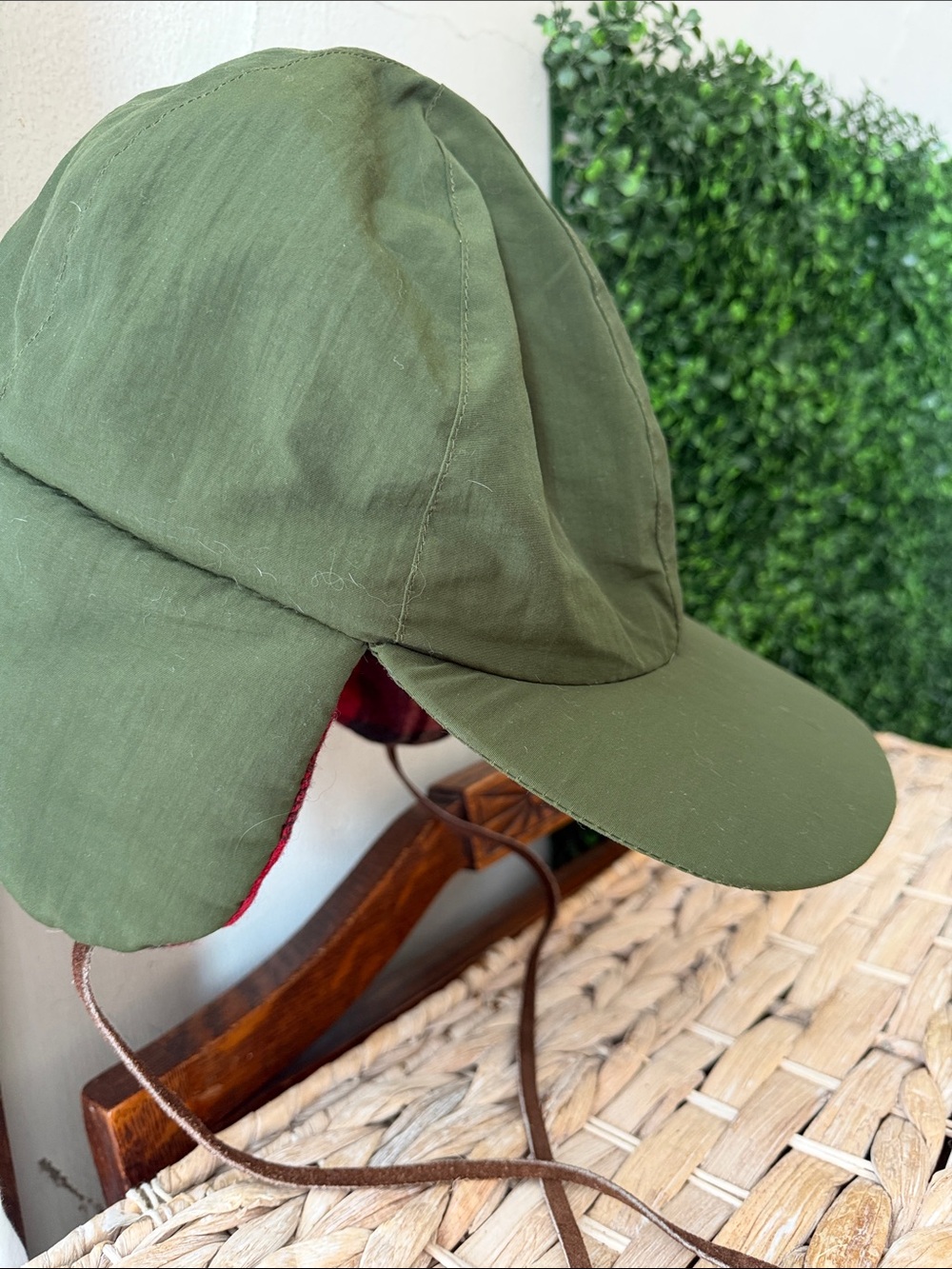 Men’s Olive Green Field Cap with Ear Flaps - Picture 5 of 5